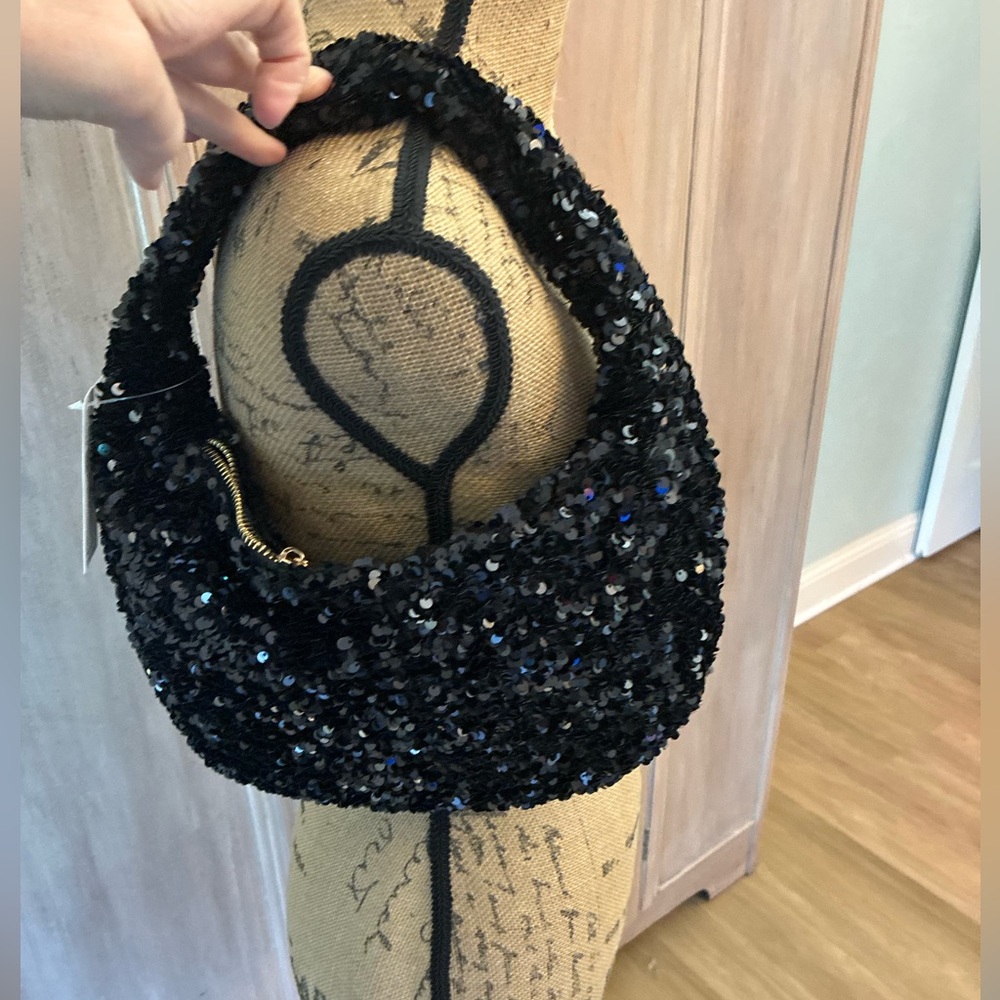 NWT Anthropologie Black sequin hobo Handbag Edition - Picture 2 of 15